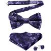 imageHISDERN Bow Ties for Men PreTied Bow Tie Floral Paisley Handkerchief Classic Formal Bowtie and Pocket Square Cufflinks Set07purple Floral