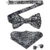 imageHISDERN Bow Ties for Men PreTied Bow Tie Floral Paisley Handkerchief Classic Formal Bowtie and Pocket Square Cufflinks Set08black Floral