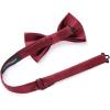 imageHISDERN Mens Bow Ties Solid Color Pre Tied Bowtie and Pocket Square Set Classic Formal Tuxedo Bowties for Wedding Party02burgundy