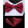 imageHISDERN Mens Bow Ties Solid Color Pre Tied Bowtie and Pocket Square Set Classic Formal Tuxedo Bowties for Wedding Party02burgundy