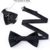 imageHISDERN Mens Bow Ties Solid Color Pre Tied Bowtie and Pocket Square Set Classic Formal Tuxedo Bowties for Wedding Party03black
