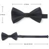 imageHISDERN Mens Bow Ties Solid Color Pre Tied Bowtie and Pocket Square Set Classic Formal Tuxedo Bowties for Wedding Party03black