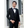 imageHISDERN Mens Bow Ties Solid Color Pre Tied Bowtie and Pocket Square Set Classic Formal Tuxedo Bowties for Wedding Party03black