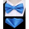 imageHISDERN Mens Bow Ties Solid Color Pre Tied Bowtie and Pocket Square Set Classic Formal Tuxedo Bowties for Wedding Party03blue 1