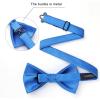 imageHISDERN Mens Bow Ties Solid Color Pre Tied Bowtie and Pocket Square Set Classic Formal Tuxedo Bowties for Wedding Party03blue 1