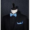 imageHISDERN Mens Bow Ties Solid Color Pre Tied Bowtie and Pocket Square Set Classic Formal Tuxedo Bowties for Wedding Party03blue