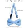 imageHISDERN Mens Bow Ties Solid Color Pre Tied Bowtie and Pocket Square Set Classic Formal Tuxedo Bowties for Wedding Party03blue