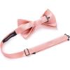 imageHISDERN Mens Bow Ties Solid Color Pre Tied Bowtie and Pocket Square Set Classic Formal Tuxedo Bowties for Wedding Party03pink