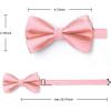 imageHISDERN Mens Bow Ties Solid Color Pre Tied Bowtie and Pocket Square Set Classic Formal Tuxedo Bowties for Wedding Party03pink