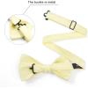 imageHISDERN Mens Bow Ties Solid Color Pre Tied Bowtie and Pocket Square Set Classic Formal Tuxedo Bowties for Wedding Party03yellow 1