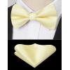 imageHISDERN Mens Bow Ties Solid Color Pre Tied Bowtie and Pocket Square Set Classic Formal Tuxedo Bowties for Wedding Party03yellow 1