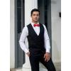 imageHISDERN Mens Bow Ties Solid Color Pre Tied Bowtie and Pocket Square Set Classic Formal Tuxedo Bowties for Wedding Party04red