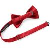 imageHISDERN Mens Bow Ties Solid Color Pre Tied Bowtie and Pocket Square Set Classic Formal Tuxedo Bowties for Wedding Party04red