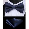 imageHISDERN Mens Bow Ties Solid Color Pre Tied Bowtie and Pocket Square Set Classic Formal Tuxedo Bowties for Wedding Party06navy Blue