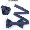 imageHISDERN Mens Bow Ties Solid Color Pre Tied Bowtie and Pocket Square Set Classic Formal Tuxedo Bowties for Wedding Party06navy Blue