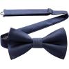 imageHISDERN Mens Bow Ties Solid Color Pre Tied Bowtie and Pocket Square Set Classic Formal Tuxedo Bowties for Wedding Party06navy Blue