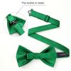 imageHISDERN Mens Bow Ties Solid Color Pre Tied Bowtie and Pocket Square Set Classic Formal Tuxedo Bowties for Wedding Party07green 1