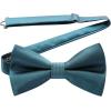 imageHISDERN Mens Bow Ties Solid Color Pre Tied Bowtie and Pocket Square Set Classic Formal Tuxedo Bowties for Wedding Party07green