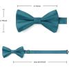imageHISDERN Mens Bow Ties Solid Color Pre Tied Bowtie and Pocket Square Set Classic Formal Tuxedo Bowties for Wedding Party07green