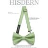 imageHISDERN Mens Bow Ties Solid Color Pre Tied Bowtie and Pocket Square Set Classic Formal Tuxedo Bowties for Wedding Party07sage Green