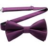 imageHISDERN Mens Bow Ties Solid Color Pre Tied Bowtie and Pocket Square Set Classic Formal Tuxedo Bowties for Wedding Party09purple