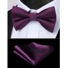 imageHISDERN Mens Bow Ties Solid Color Pre Tied Bowtie and Pocket Square Set Classic Formal Tuxedo Bowties for Wedding Party09purple