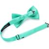 imageHISDERN Mens Bow Ties Solid Color Pre Tied Bowtie and Pocket Square Set Classic Formal Tuxedo Bowties for Wedding Party92aqua