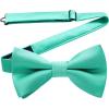 imageHISDERN Mens Bow Ties Solid Color Pre Tied Bowtie and Pocket Square Set Classic Formal Tuxedo Bowties for Wedding Party92aqua