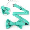 imageHISDERN Mens Bow Ties Solid Color Pre Tied Bowtie and Pocket Square Set Classic Formal Tuxedo Bowties for Wedding Party92aqua