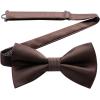 imageHISDERN Mens Bow Ties Solid Color Pre Tied Bowtie and Pocket Square Set Classic Formal Tuxedo Bowties for Wedding PartyAbrown