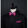 imageHISDERN Mens Bow Ties Solid Color Pre Tied Bowtie and Pocket Square Set Classic Formal Tuxedo Bowties for Wedding PartyBhot Pink 1