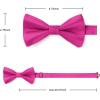 imageHISDERN Mens Bow Ties Solid Color Pre Tied Bowtie and Pocket Square Set Classic Formal Tuxedo Bowties for Wedding PartyBhot Pink 1