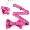 imageHISDERN Mens Bow Ties Solid Color Pre Tied Bowtie and Pocket Square Set Classic Formal Tuxedo Bowties for Wedding PartyBhot Pink 2