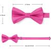 imageHISDERN Mens Bow Ties Solid Color Pre Tied Bowtie and Pocket Square Set Classic Formal Tuxedo Bowties for Wedding PartyBhot Pink 2