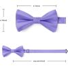 imageHISDERN Mens Bow Ties Solid Color Pre Tied Bowtie and Pocket Square Set Classic Formal Tuxedo Bowties for Wedding PartyBpurple 2