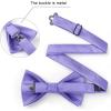 imageHISDERN Mens Bow Ties Solid Color Pre Tied Bowtie and Pocket Square Set Classic Formal Tuxedo Bowties for Wedding PartyBpurple 2