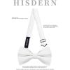 imageHISDERN Mens Bow Ties Solid Color Pre Tied Bowtie and Pocket Square Set Classic Formal Tuxedo Bowties for Wedding PartyBwhite