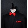 imageHISDERN Mens Bow Ties Solid Color Pre Tied Bowtie and Pocket Square Set Classic Formal Tuxedo Bowties for Wedding PartyBwine Red