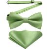 imageHISDERN Mens Bow Ties Solid Color Pre Tied Bowtie and Pocket Square Set Classic Formal Tuxedo Bowties for Wedding Party07sage Green