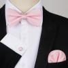 imageHISDERN Bow Ties for Men Solid Mens Bow Tie Pretied Adjustable Bowtie and Pocket Square Cufflinks Set for Wedding Party PromA1light Pink