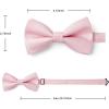 imageHISDERN Bow Ties for Men Solid Mens Bow Tie Pretied Adjustable Bowtie and Pocket Square Cufflinks Set for Wedding Party PromA1light Pink