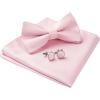 imageHISDERN Bow Ties for Men Solid Mens Bow Tie Pretied Adjustable Bowtie and Pocket Square Cufflinks Set for Wedding Party PromA1light Pink