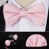 imageHISDERN Bow Ties for Men Solid Mens Bow Tie Pretied Adjustable Bowtie and Pocket Square Cufflinks Set for Wedding Party PromA1light Pink