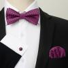 imageHISDERN Bow Ties for Men Solid Mens Bow Tie Pretied Adjustable Bowtie and Pocket Square Cufflinks Set for Wedding Party PromA2hot Pink  Black