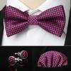 imageHISDERN Bow Ties for Men Solid Mens Bow Tie Pretied Adjustable Bowtie and Pocket Square Cufflinks Set for Wedding Party PromA2hot Pink  Black