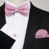 imageHISDERN Bow Ties for Men Solid Mens Bow Tie Pretied Adjustable Bowtie and Pocket Square Cufflinks Set for Wedding Party PromA3hot Pink  Black