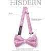 imageHISDERN Bow Ties for Men Solid Mens Bow Tie Pretied Adjustable Bowtie and Pocket Square Cufflinks Set for Wedding Party PromA3hot Pink  Black