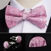 imageHISDERN Bow Ties for Men Solid Mens Bow Tie Pretied Adjustable Bowtie and Pocket Square Cufflinks Set for Wedding Party PromA3hot Pink  Black