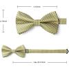 imageHISDERN Bow Ties for Men Solid Mens Bow Tie Pretied Adjustable Bowtie and Pocket Square Cufflinks Set for Wedding Party PromD1olive Green