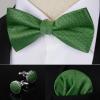 imageHISDERN Bow Ties for Men Solid Mens Bow Tie Pretied Adjustable Bowtie and Pocket Square Cufflinks Set for Wedding Party PromD2emerald Green